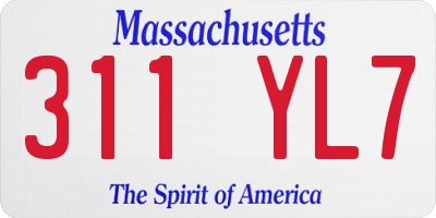 MA license plate 311YL7