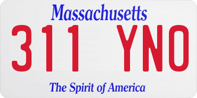 MA license plate 311YN0