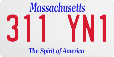 MA license plate 311YN1
