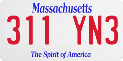 MA license plate 311YN3