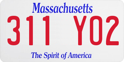 MA license plate 311YO2