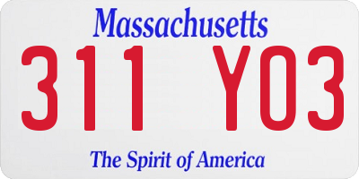 MA license plate 311YO3