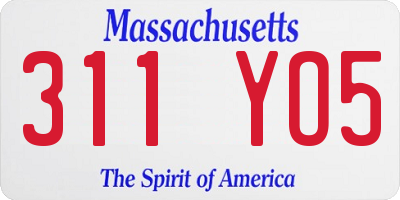 MA license plate 311YO5