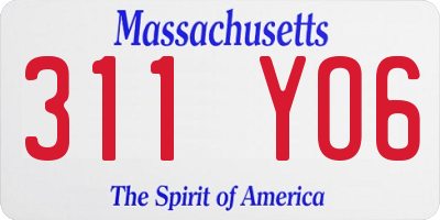 MA license plate 311YO6