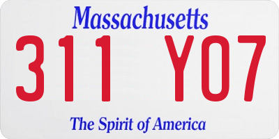 MA license plate 311YO7