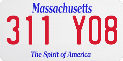 MA license plate 311YO8