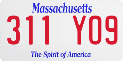 MA license plate 311YO9