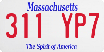 MA license plate 311YP7