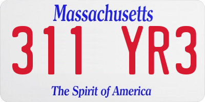 MA license plate 311YR3