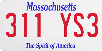 MA license plate 311YS3
