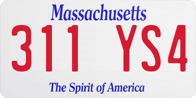 MA license plate 311YS4