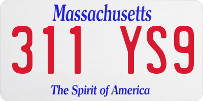 MA license plate 311YS9