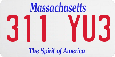 MA license plate 311YU3