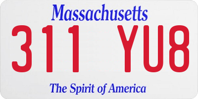 MA license plate 311YU8