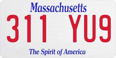 MA license plate 311YU9