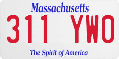 MA license plate 311YW0
