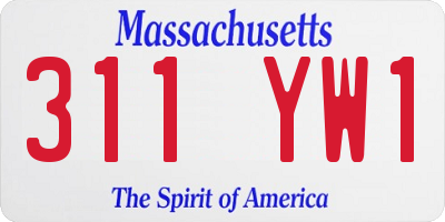 MA license plate 311YW1