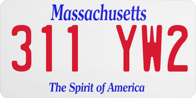 MA license plate 311YW2