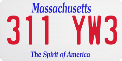 MA license plate 311YW3
