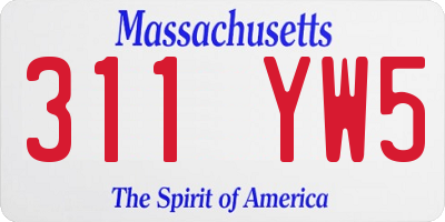 MA license plate 311YW5