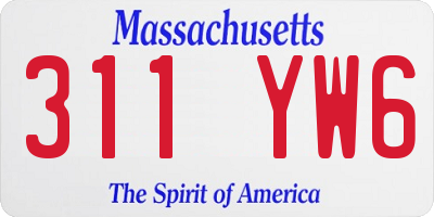 MA license plate 311YW6