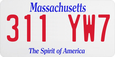MA license plate 311YW7