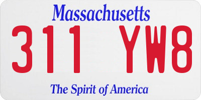 MA license plate 311YW8