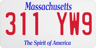 MA license plate 311YW9