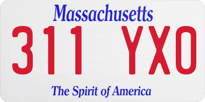 MA license plate 311YX0