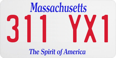 MA license plate 311YX1