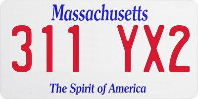 MA license plate 311YX2