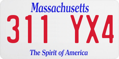 MA license plate 311YX4