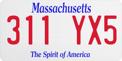 MA license plate 311YX5
