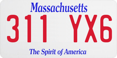 MA license plate 311YX6