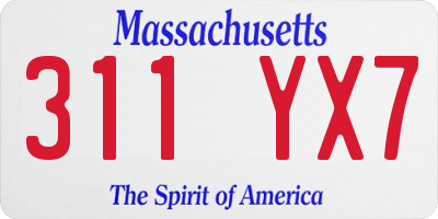 MA license plate 311YX7