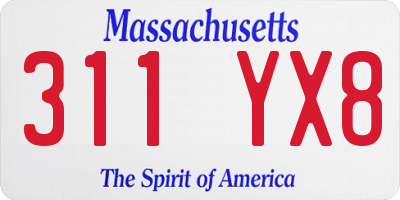 MA license plate 311YX8
