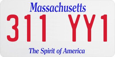 MA license plate 311YY1