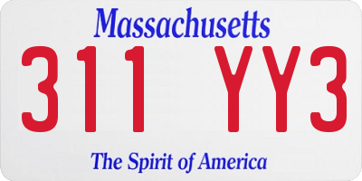 MA license plate 311YY3