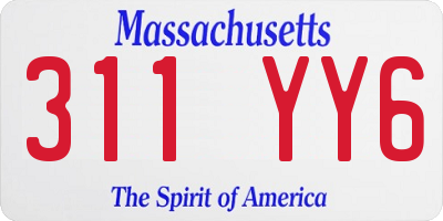 MA license plate 311YY6