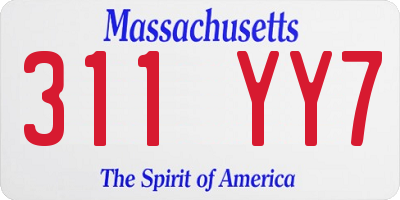 MA license plate 311YY7
