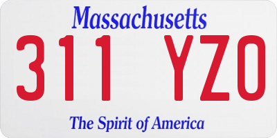 MA license plate 311YZ0