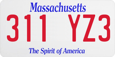 MA license plate 311YZ3