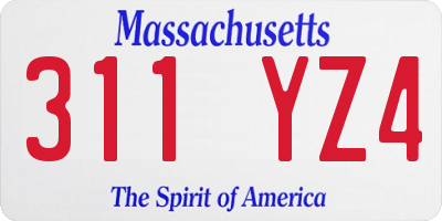 MA license plate 311YZ4