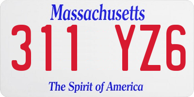 MA license plate 311YZ6