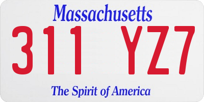 MA license plate 311YZ7