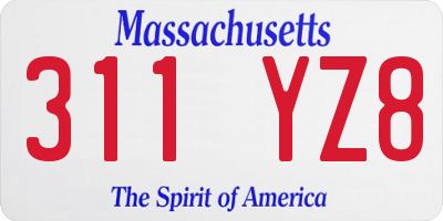 MA license plate 311YZ8