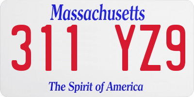 MA license plate 311YZ9