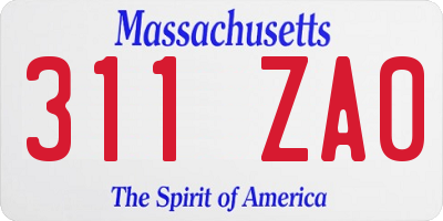 MA license plate 311ZA0