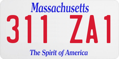 MA license plate 311ZA1
