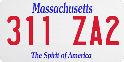 MA license plate 311ZA2